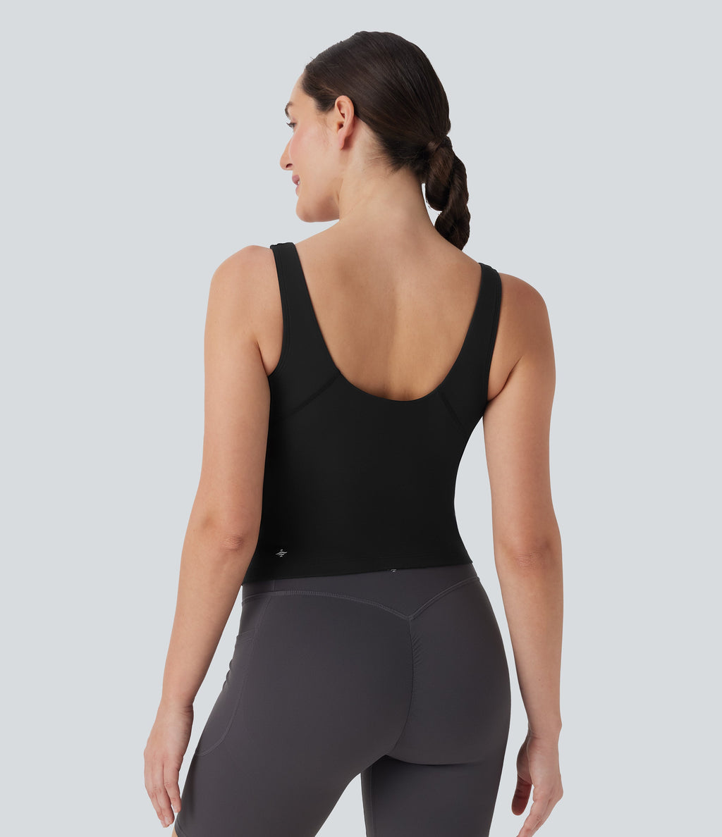 SoftlyZeroTM Plush Padded V Neck Running Tank Top-D/DD/DDD/F Cups