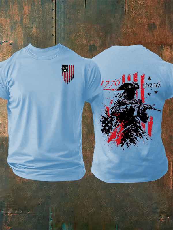 Men's 250th Anniversary Distressed American Flag 2-sided Shirt