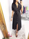 Denisa Black Polka Dot Tie Shirt Dress