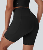 UltraSculptTM Cool Quick Dry SoCinched High Waisted Tummy Control Shaping Yoga Biker Shorts 7'' with Pockets-UPF50+