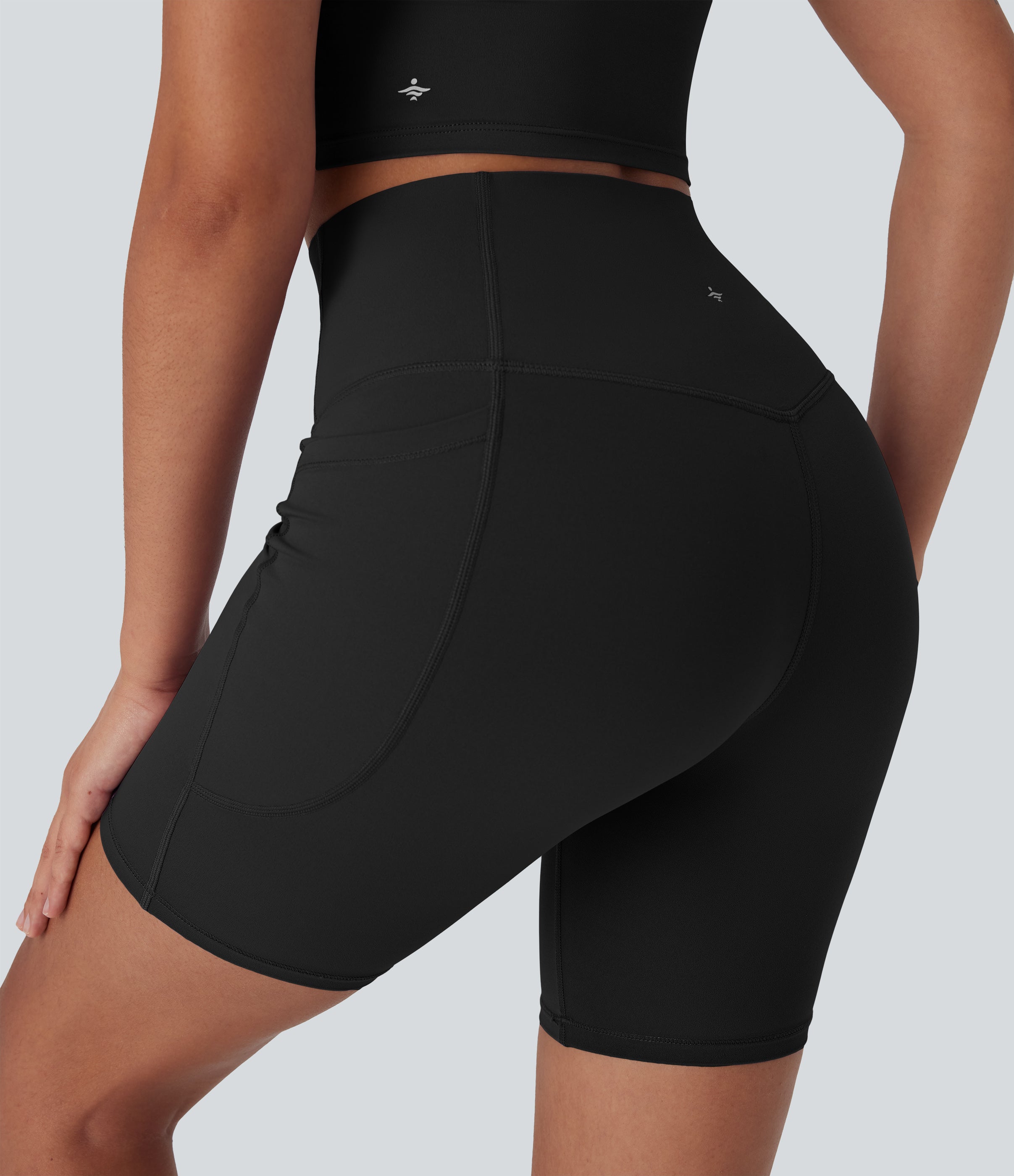 UltraSculptTM Cool Quick Dry SoCinched High Waisted Tummy Control Shaping Yoga Biker Shorts 7'' with Pockets-UPF50+