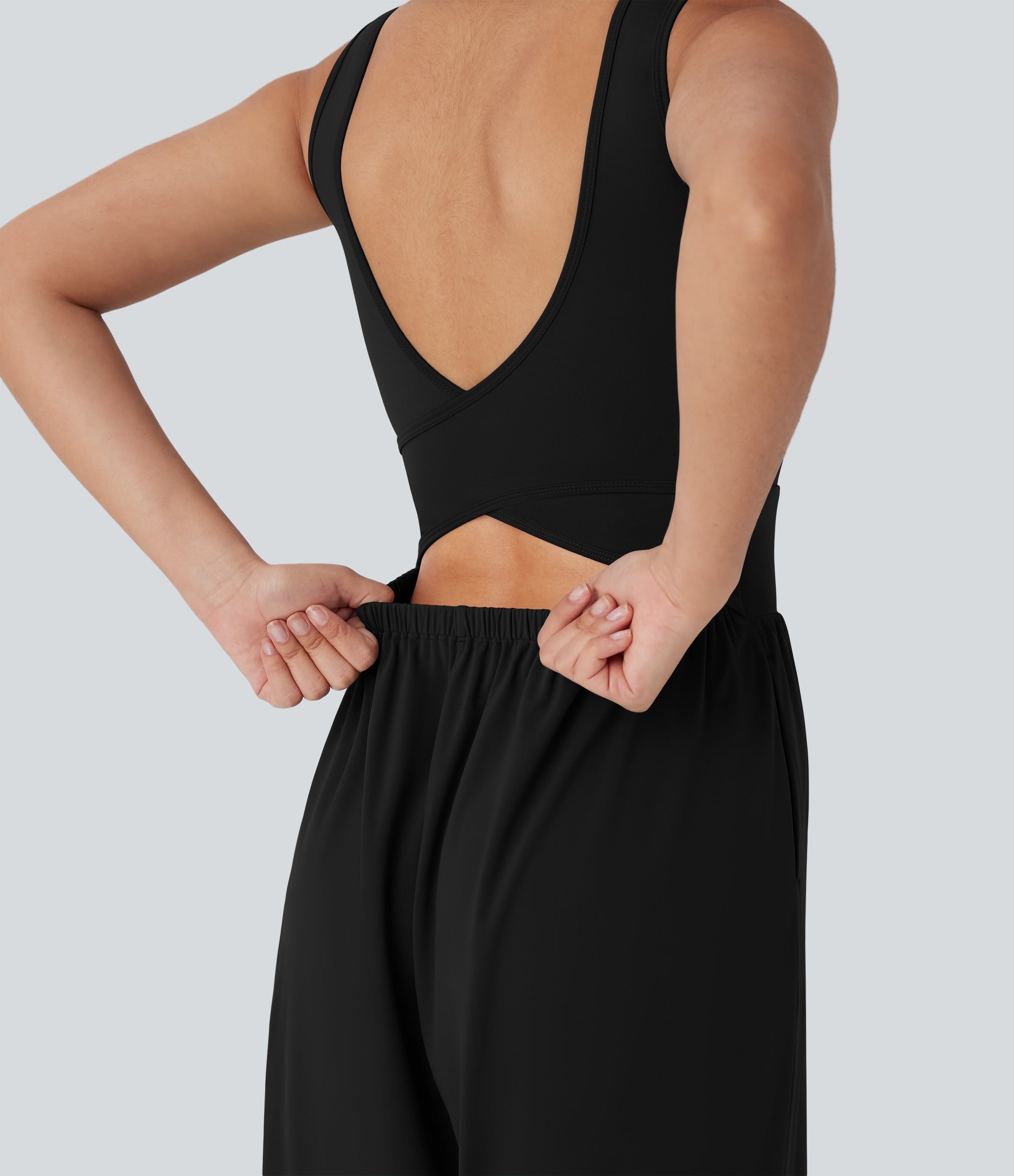SoftlyZeroTM Airy Wide Leg Cool Touch Yoga Jumpsuit with Pockets-Easy Peezy