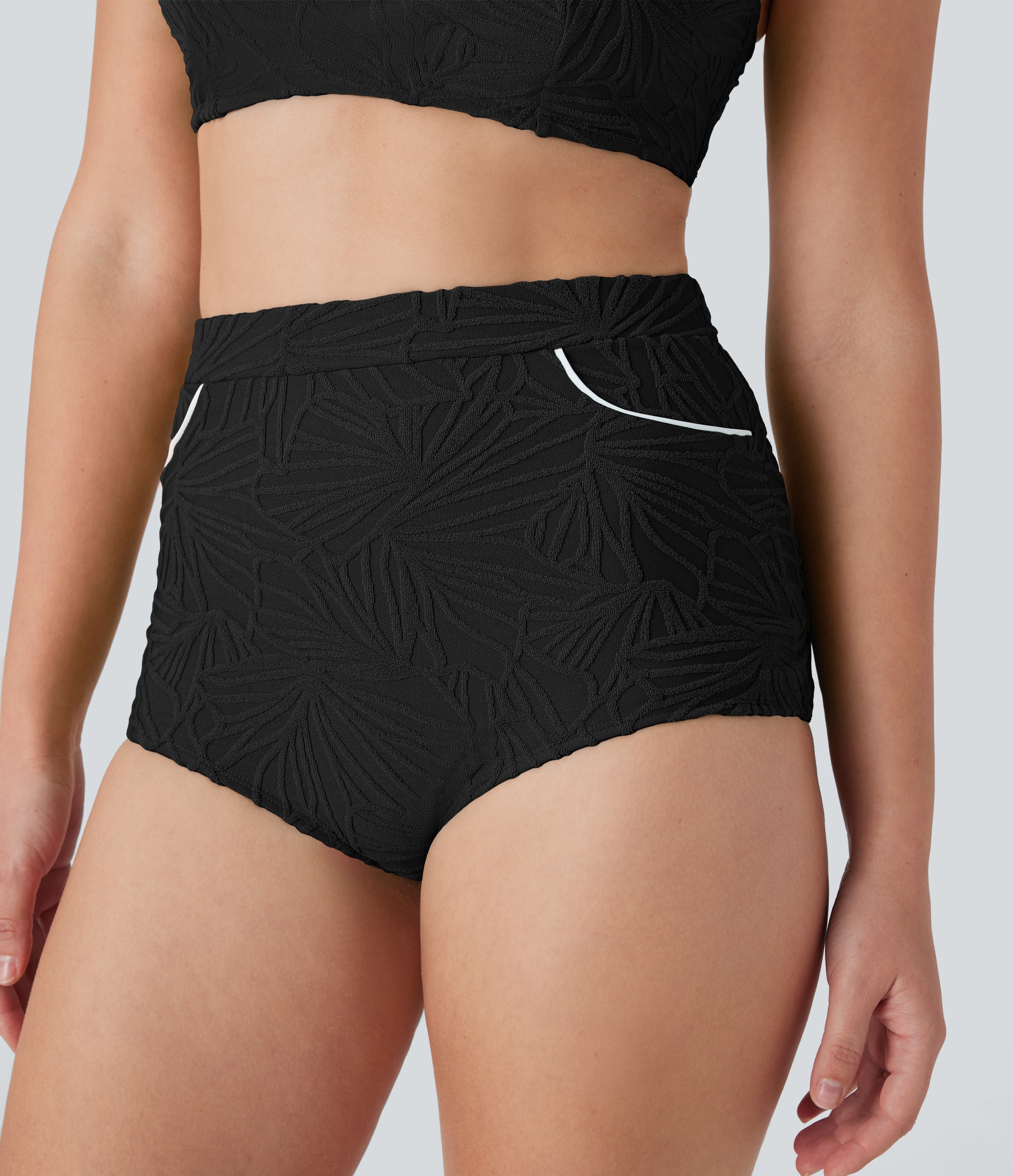 High Waisted Texture Bikini Bottom Swimsuit