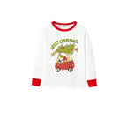 Family Christmas White Pajamas Set With Funny Pattern Design