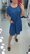Quinnie Crochet Detailed Drawstring Waist Midi Dress