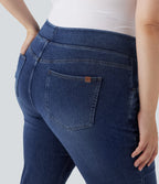 FlexTM High Waisted Pockets Washed Casual Bootcut Plus Size Jeans