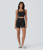 UltraSculptTM Cool Quick Dry SoCinched High Waisted Tummy Control Shaping Yoga Biker Shorts 5'' with Pockets-UPF50+