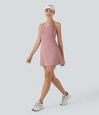 SpeedWaveTM Racerback Cut Out 2 Piece Mini Quick Dry Hiking Active Slip Dress with Pockets
