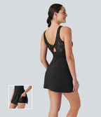 SoftlyZeroTM Airy Contrast Lace 2-in-1 Cool Touch Tennis Active Dress with Pocket-UPF50+