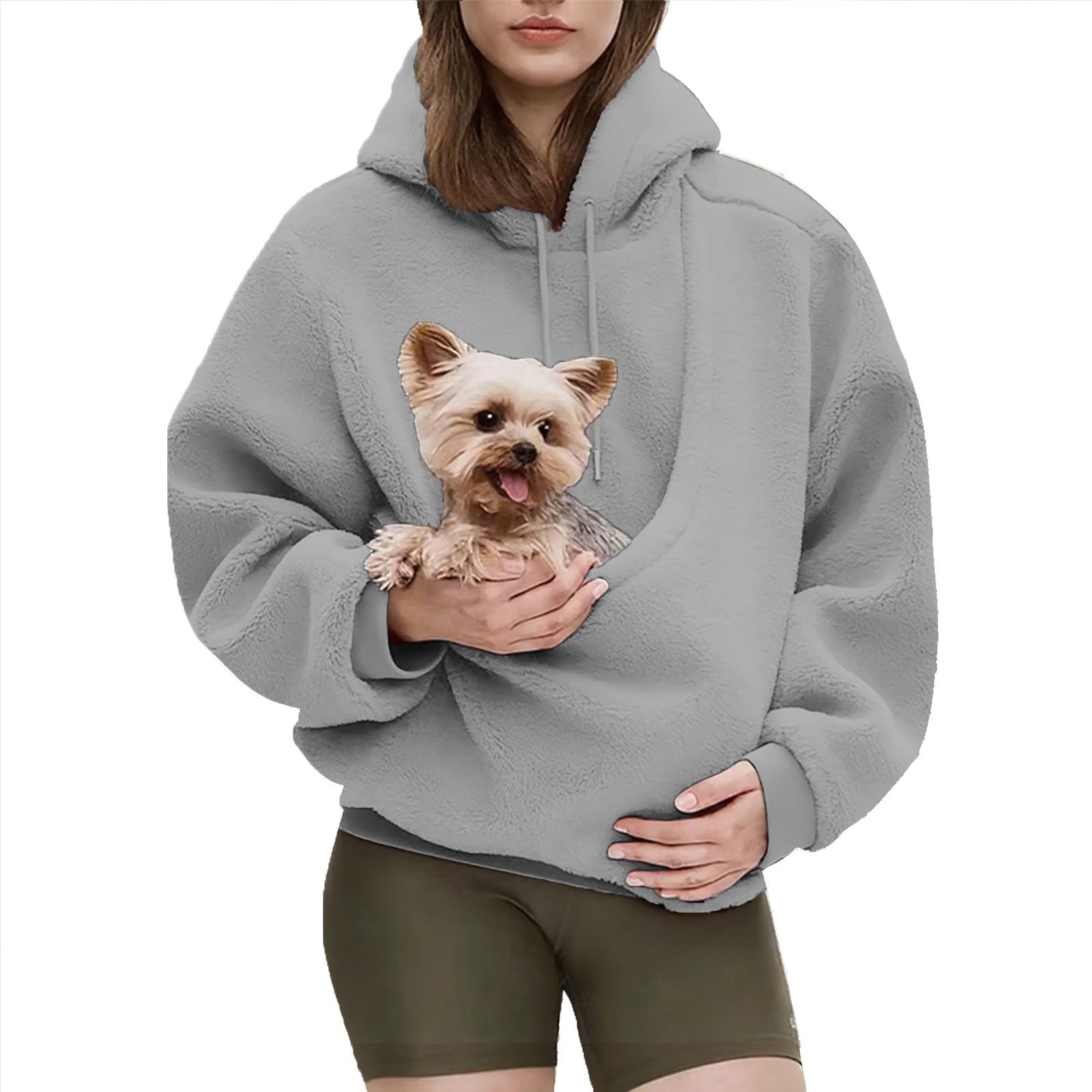 Flannel Pet Carrier Hoodie — Warm, Cozy & Convenient Kangaroo Pouch Sweatshirt for You and Your Pet