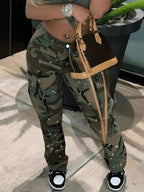 Women Camouflage Casual Young Fashion Denim Jeans