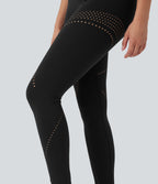 UltraSculptTM Cool Quick Dry High Waisted Tummy Control Ventilation Perforated Yoga Leggings-UPF 50+