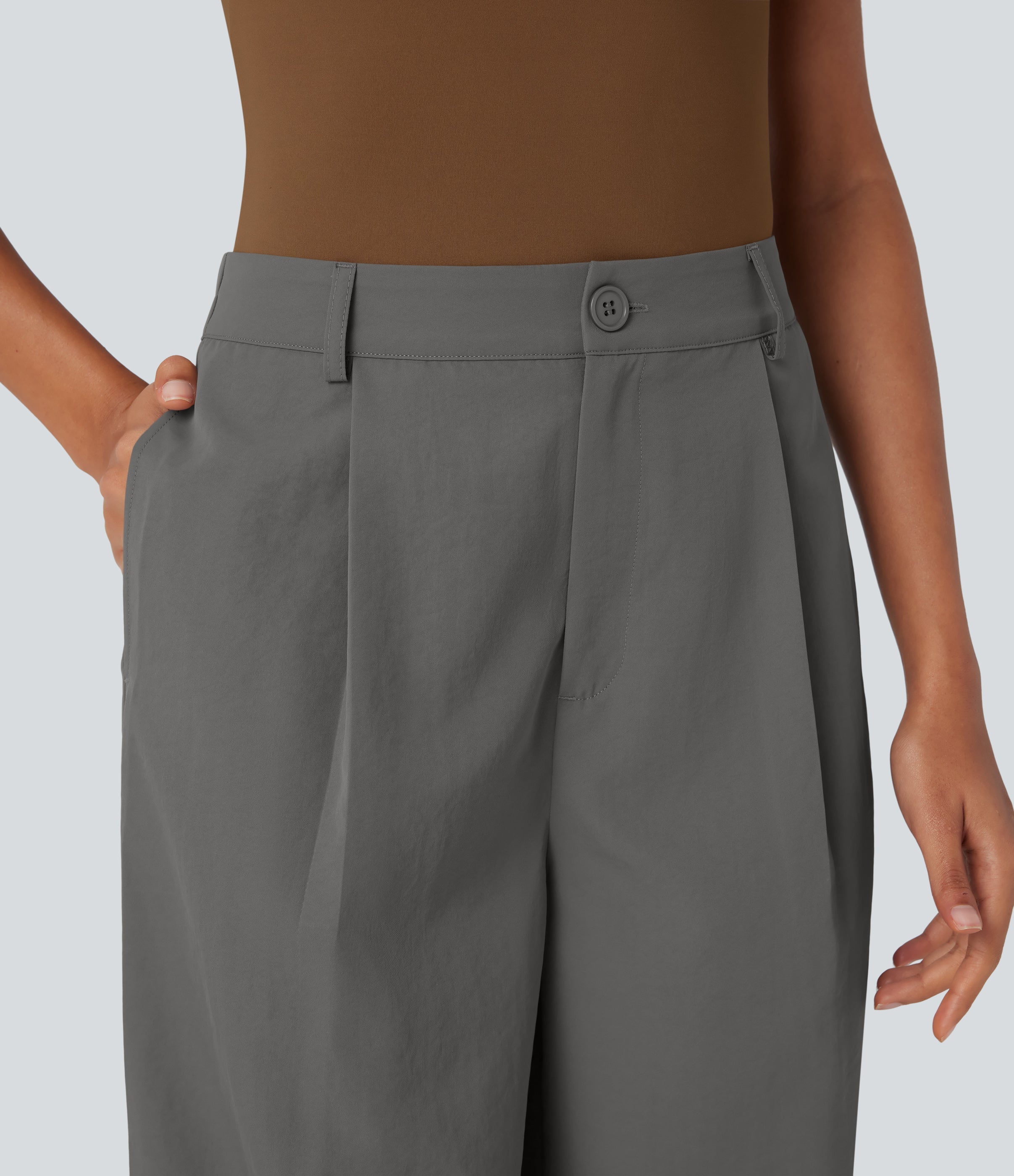 High Waisted Wide Leg Casual Cargo Pants with Pockets