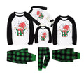 Black Raglan Top Green Plaid Christmas Pajamas Set With Christmas Gnome Print