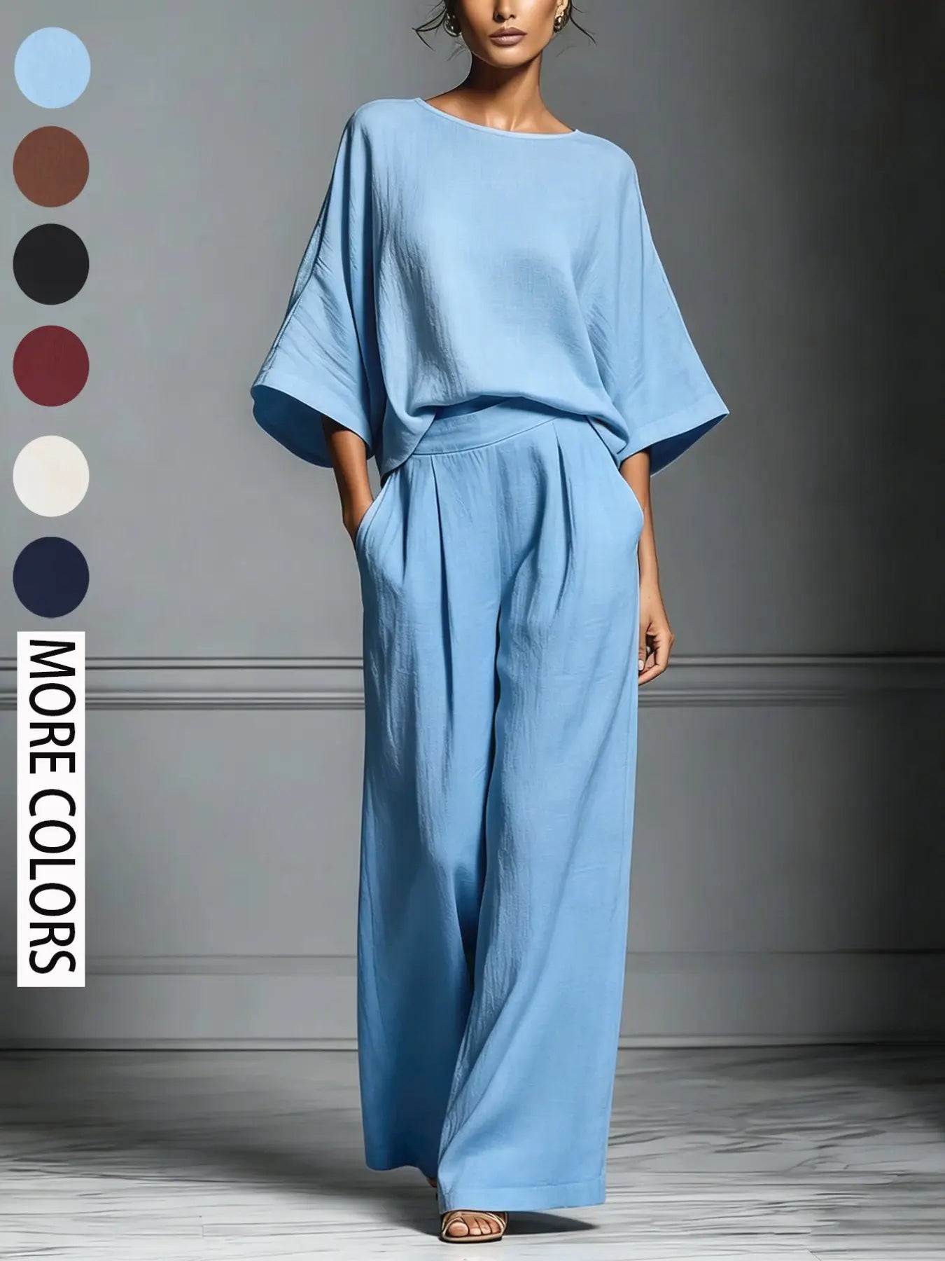 Women's Summer Fashion Elegant Basic Bell Sleeve Set, Casual European and American Style, Trendy Ladies' Clothing for 2026