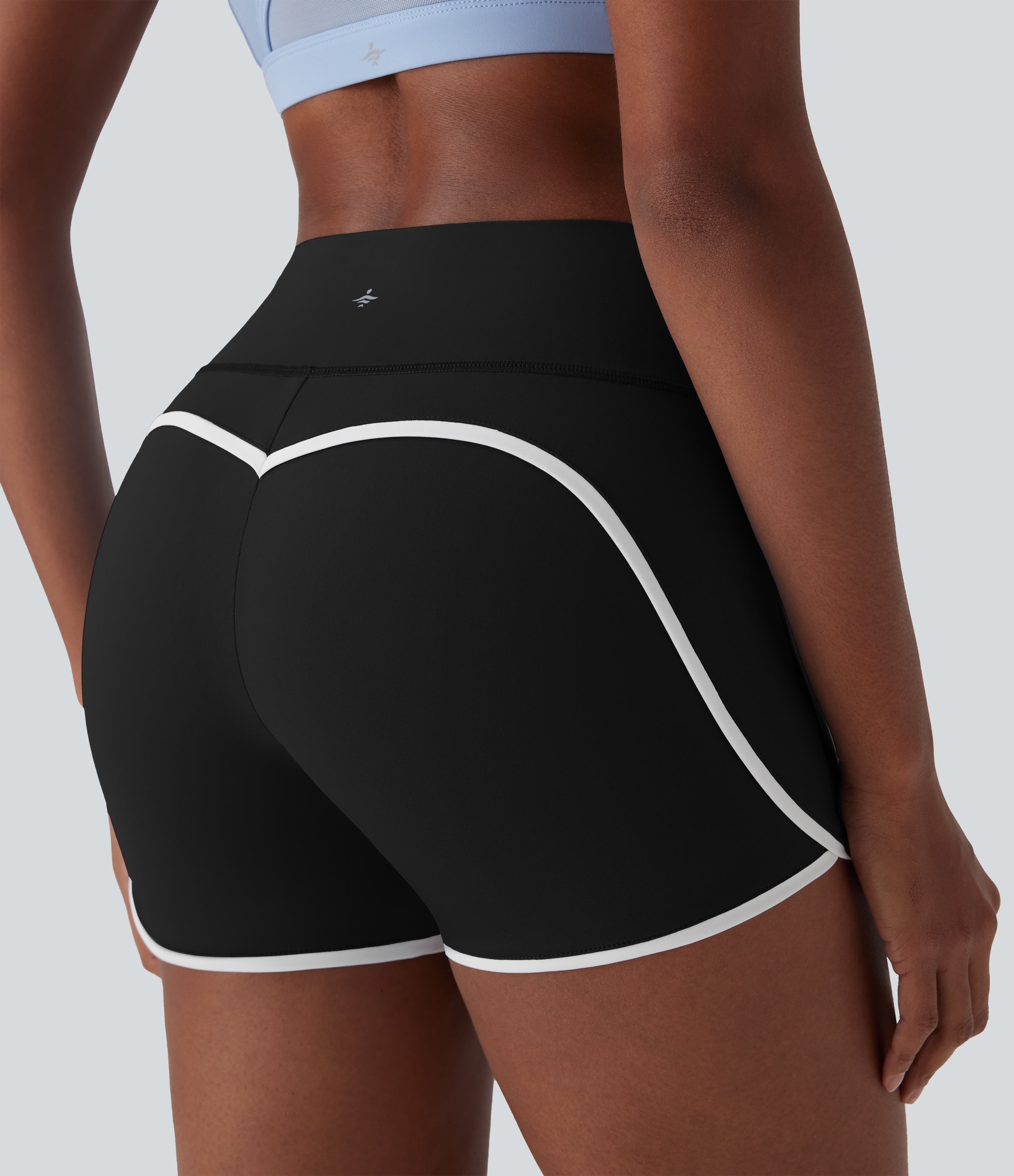 SoftlyZeroTM Airy SoCinched Mid Rise Tummy Control Color Block Cool Touch Yoga Biker Shorts 3''-UPF50+