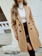New Women Double Breasted Simple Design Woolen Coat