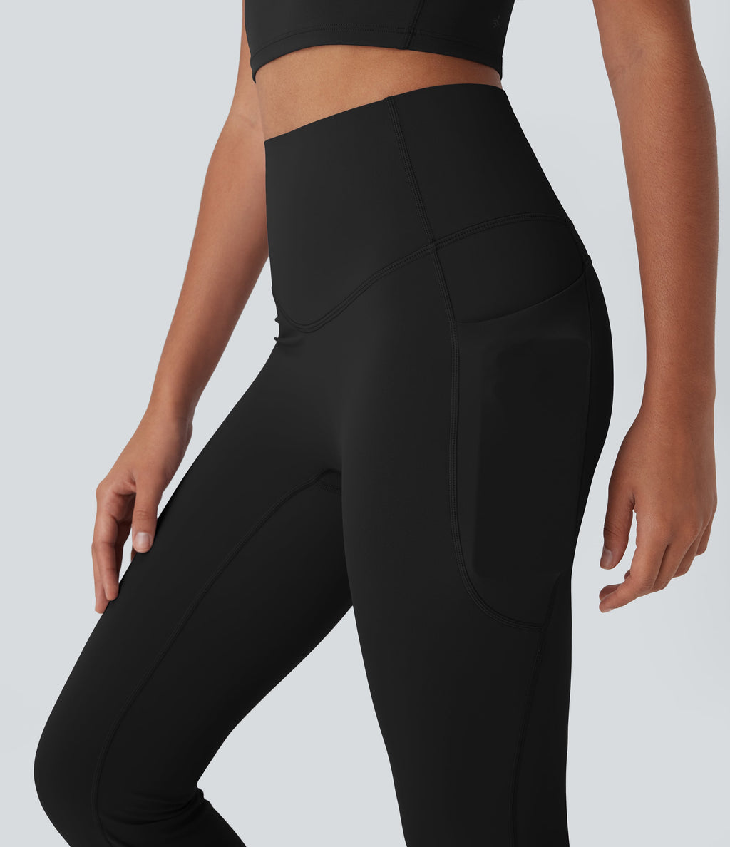 UltraSculptTM Cool Quick Dry SoCinched High Waisted Tummy Control Yoga Bootcut Leggings-UPF 50+ with Pockets