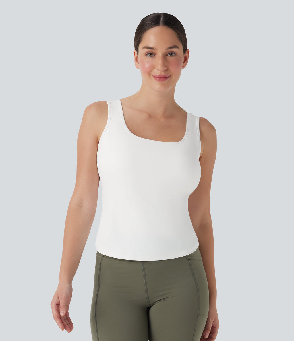 U Neck Crossover Yoga Tank Top-Longer Length-D/DD/DDD/F Cups