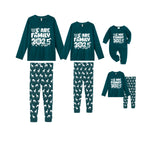 Christmas Family Matching Pajamas-Dark Green&Deer Patterned Pjs Set with "We Are Family 2025" Christmas Slogan Print