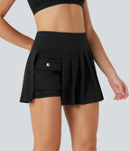 SoftlyZeroTM QuickDry High Waisted Pleated 2-in-1 Pickleball Cargo Skirt with Pockets