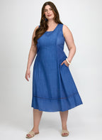 Linen-Blend Pocket Dress