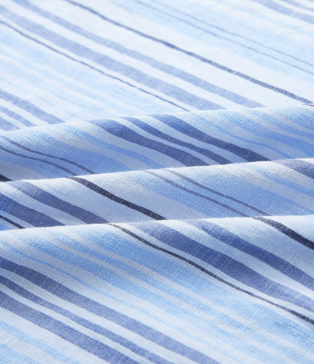 High Waisted Stripe Maxi Linen-Feel Skirt with Pockets