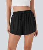 High Waisted Drawstring 2-in-1 Casual Shorts with Pocket