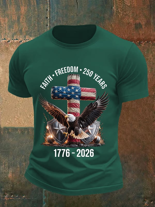 Men's  Faith-Freedom-Legacy 250 years strong Print T-Shirt