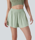 Mid Rise Linen-Feel Shorts with Pockets