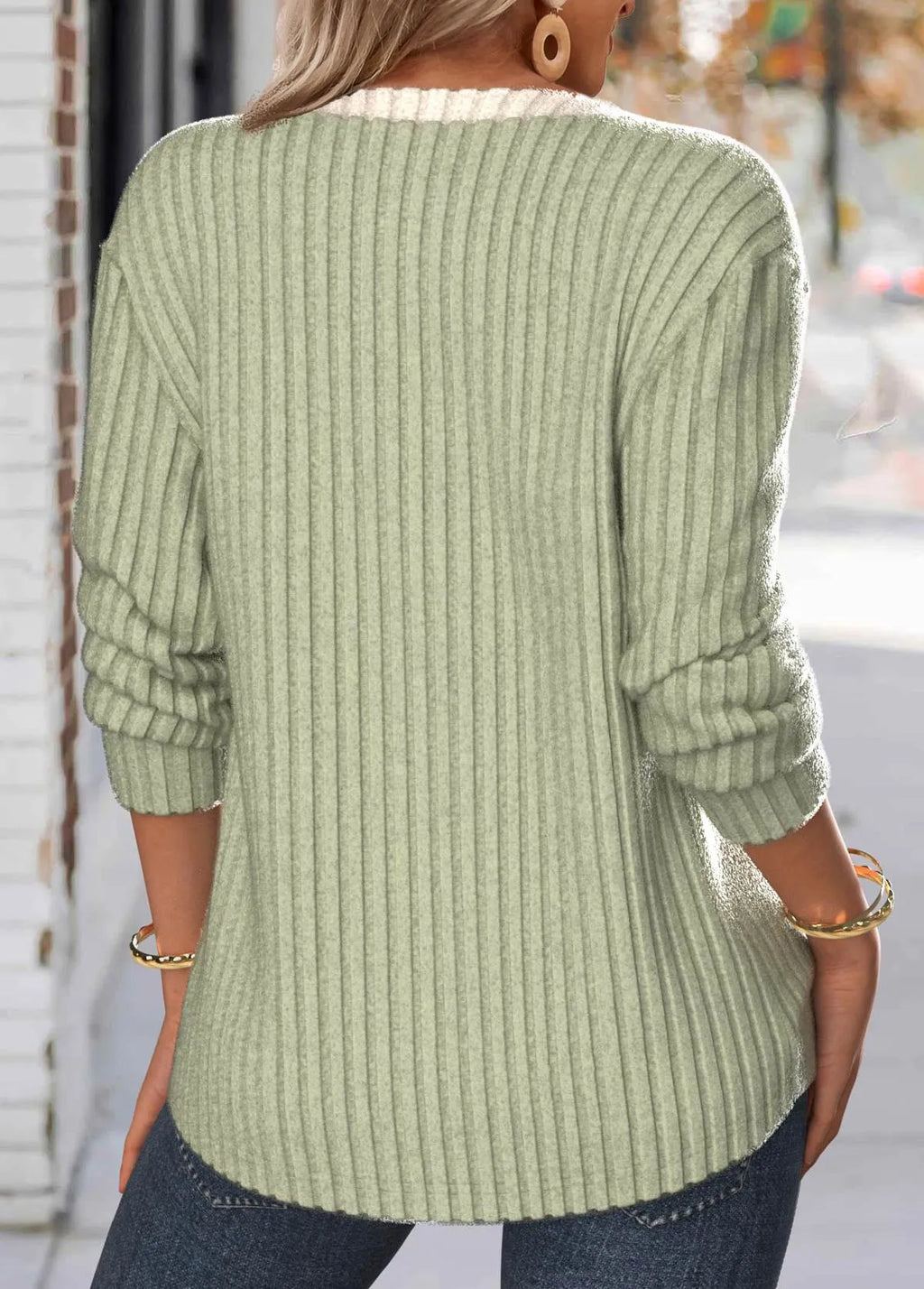 🔥 New Arrivals🔥 Button Long Sleeve Split Neck Sweatshirt