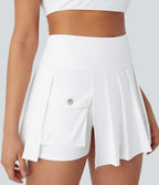 SoftlyZeroTM QuickDry High Waisted Pleated 2-in-1 Pickleball Cargo Skirt with Pockets