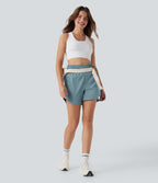 BreezefulTM High Waisted Pockets 2-in-1 Curved Hem Quick Dry Running Shorts 5.5''-Longer Length