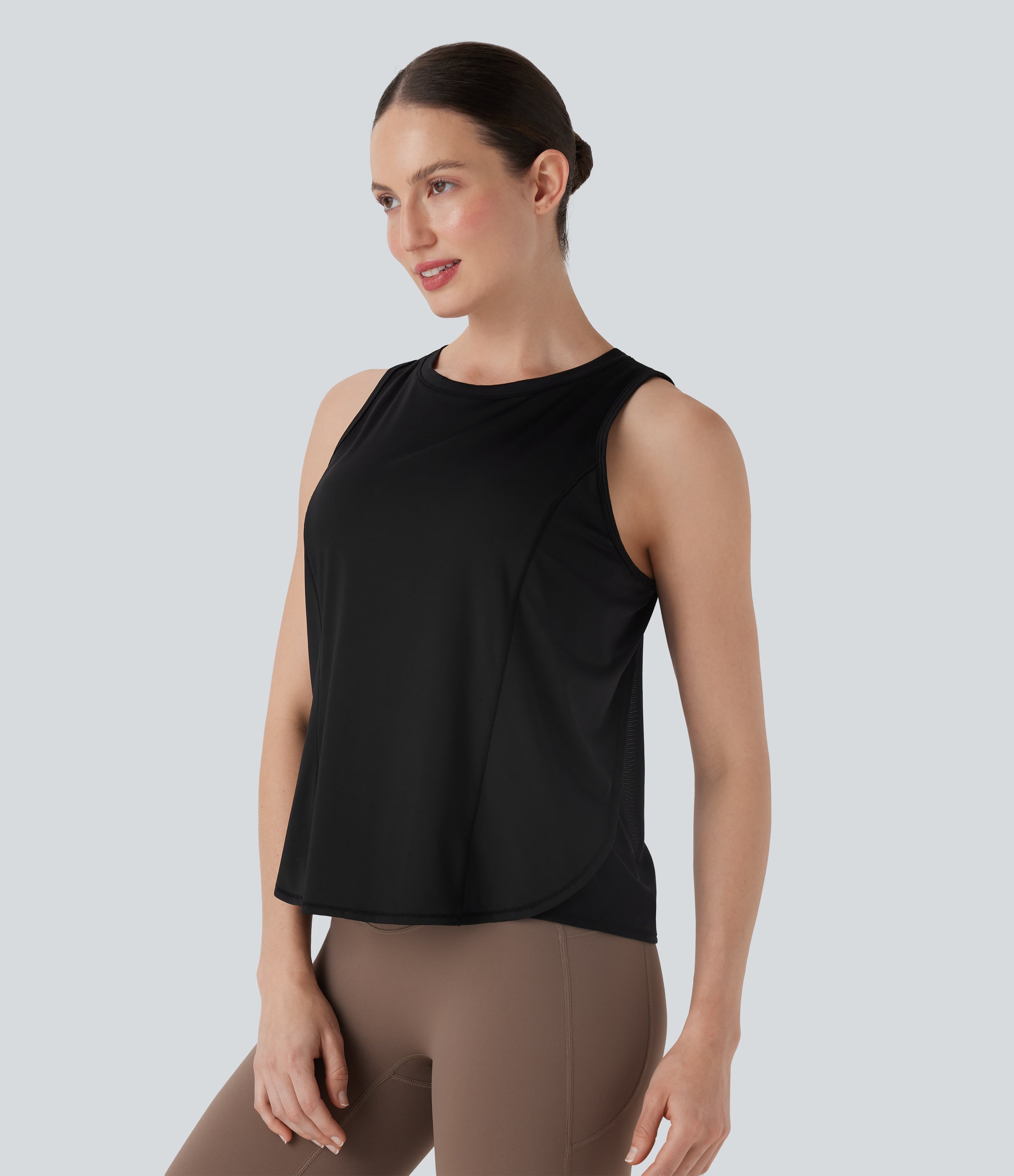 Crossover Contrast Mesh Yoga Sports Top