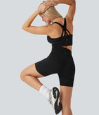 SoftlyZeroTM QuickDry SoCinched High-Waisted Tummy-Control Ruched Running Biker Shorts 5''