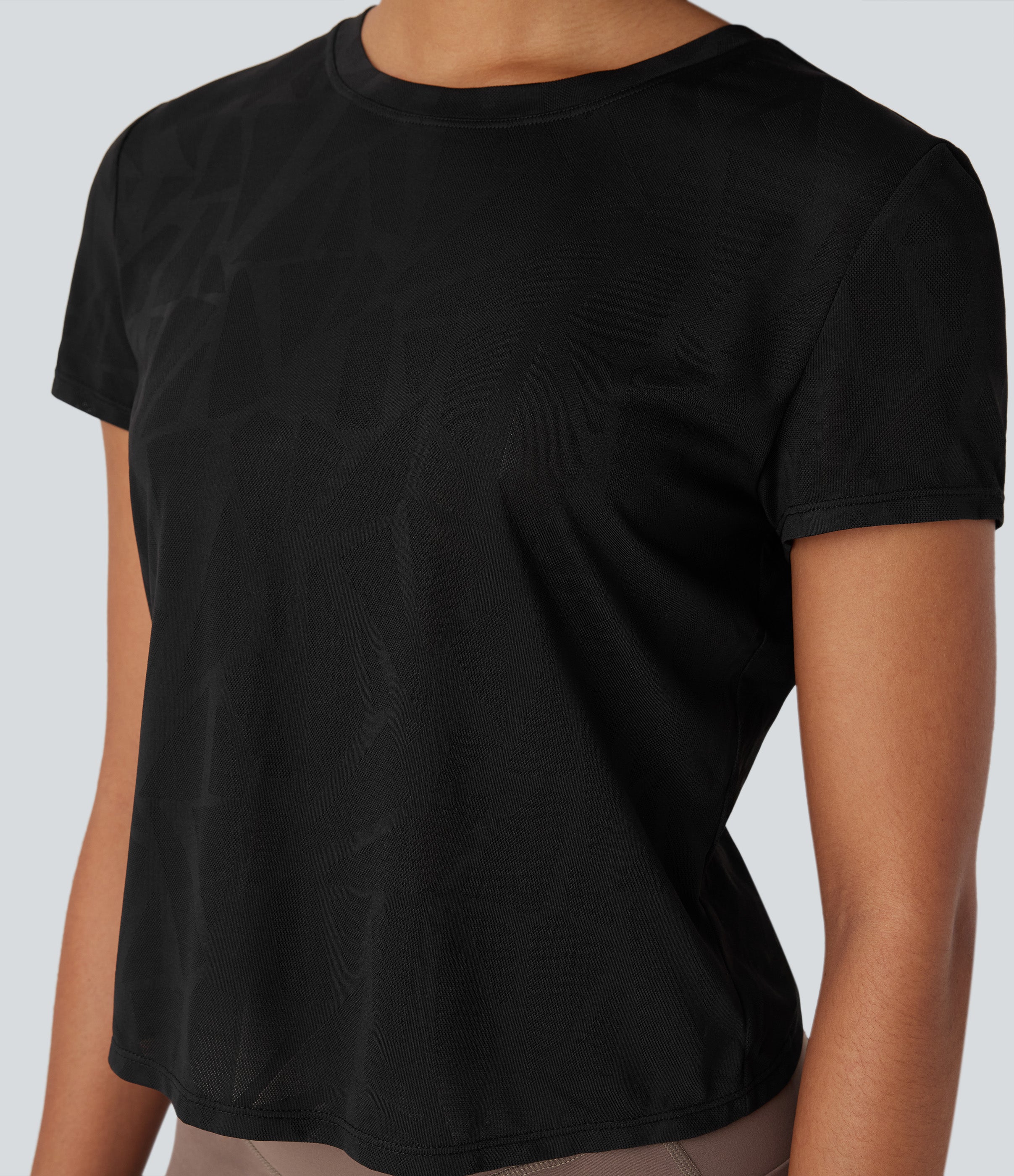 Seamless Flow Jacquard Crossover Hem Yoga Sports Top
