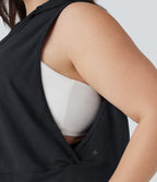 Hooded Drawstring Sleeveless Cropped Running Plus Size Tank Top