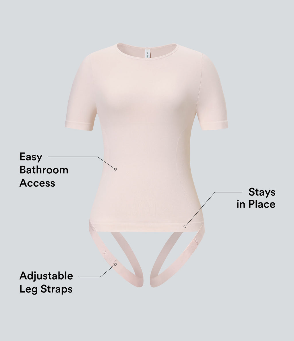 Seamless Flow Smoothing Adjustable Leg Straps Work Bodysuit-Easy Peezy