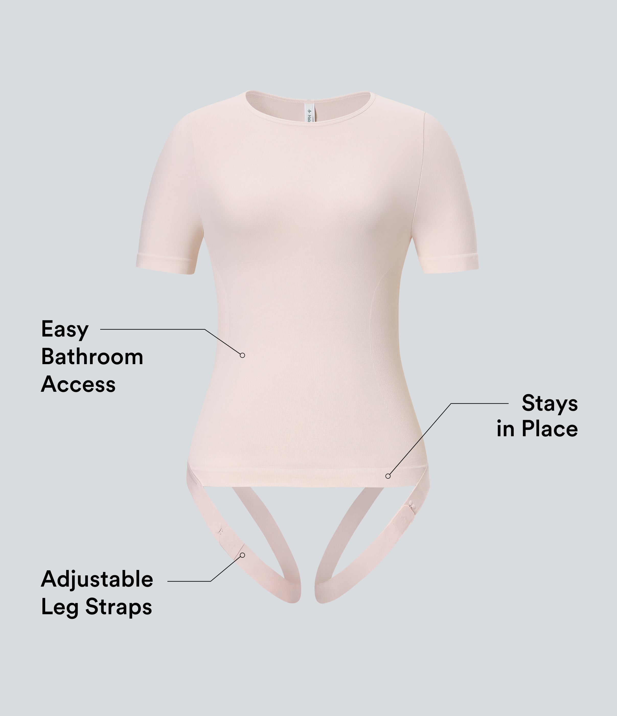 Seamless Flow Smoothing Adjustable Leg Straps Work Bodysuit-Easy Peezy