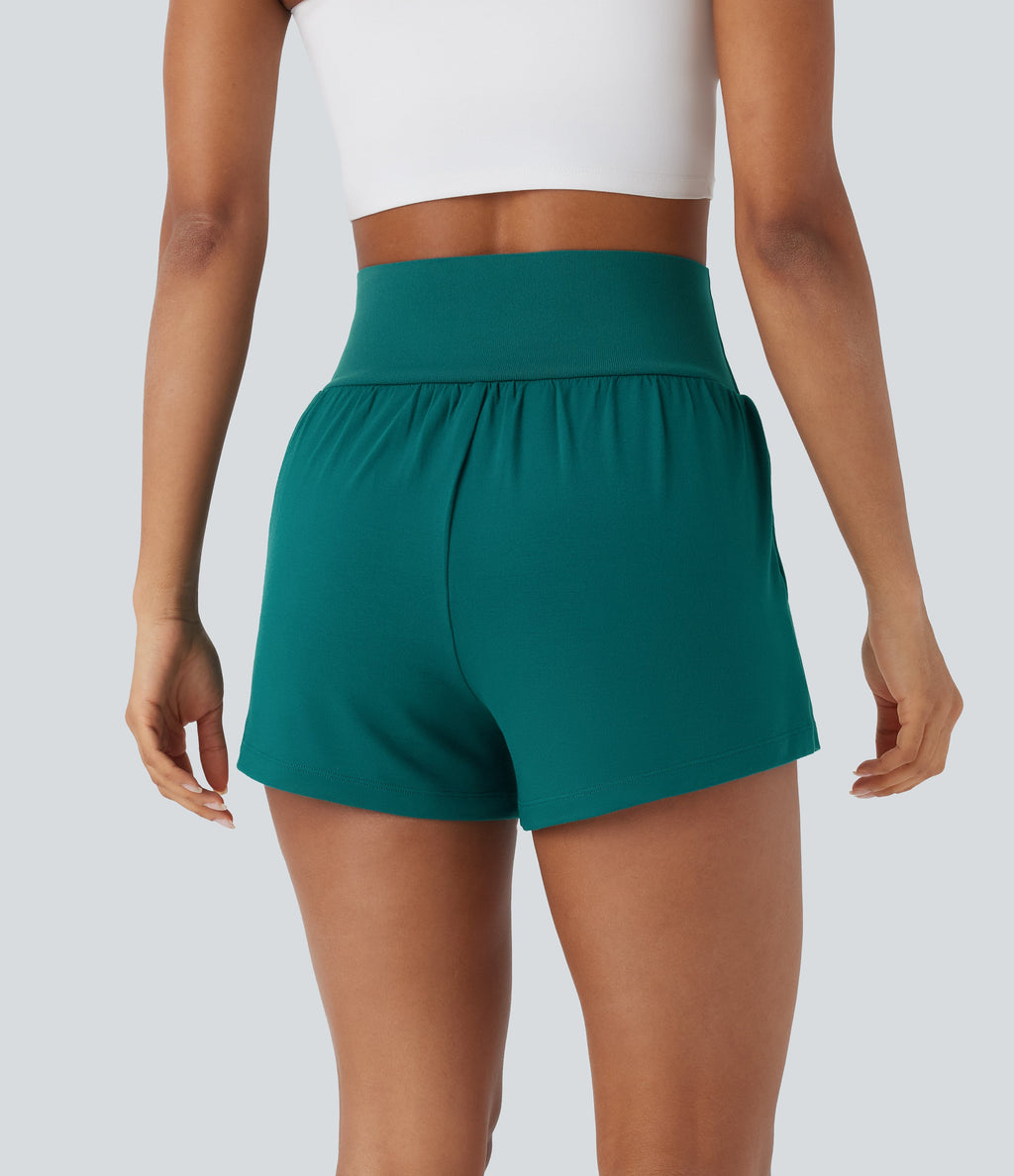 Super High Waisted 2-in-1 Yoga Shorts 3'' with Pockets