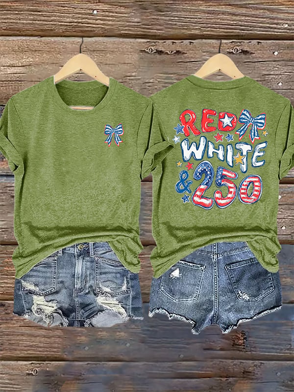 Women's  RED WHITE &250 Print T-Shirt
