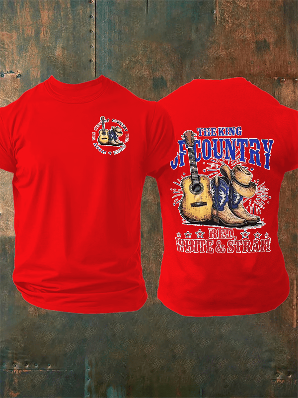 Men's RED WHITE & STRAIT  Print T-Shirt