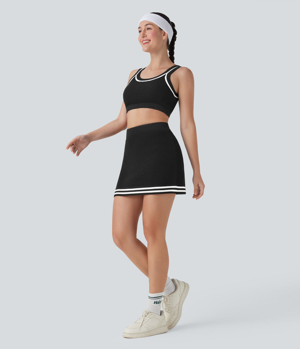 Color Block Cropped Casual Sweater Knit Tank Top