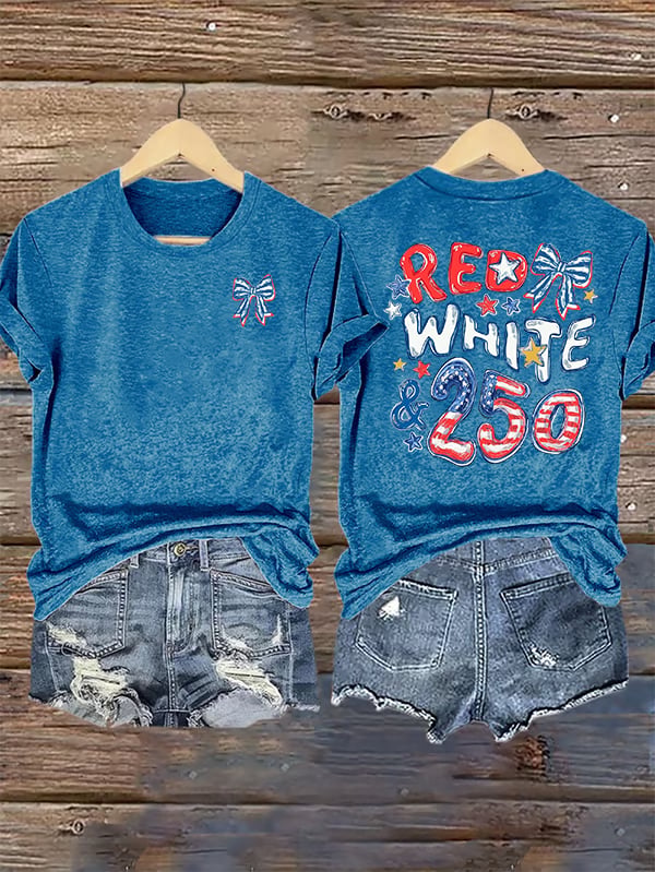 Women's  RED WHITE &250 Print T-Shirt