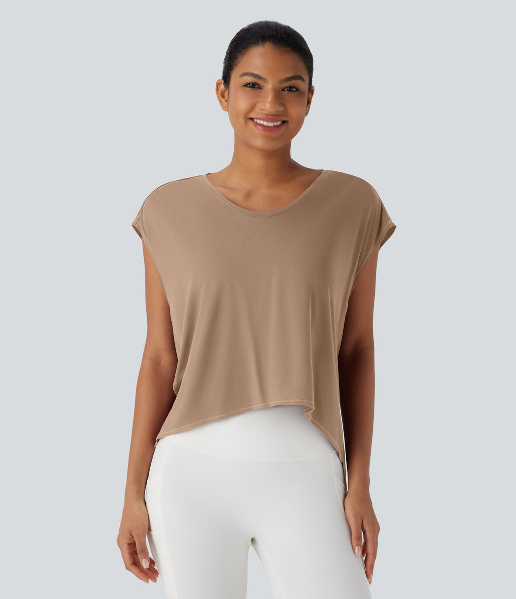 Crossover Asymmetric High-Low Hem Running Sports Top