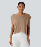 Crossover Asymmetric High-Low Hem Running Sports Top