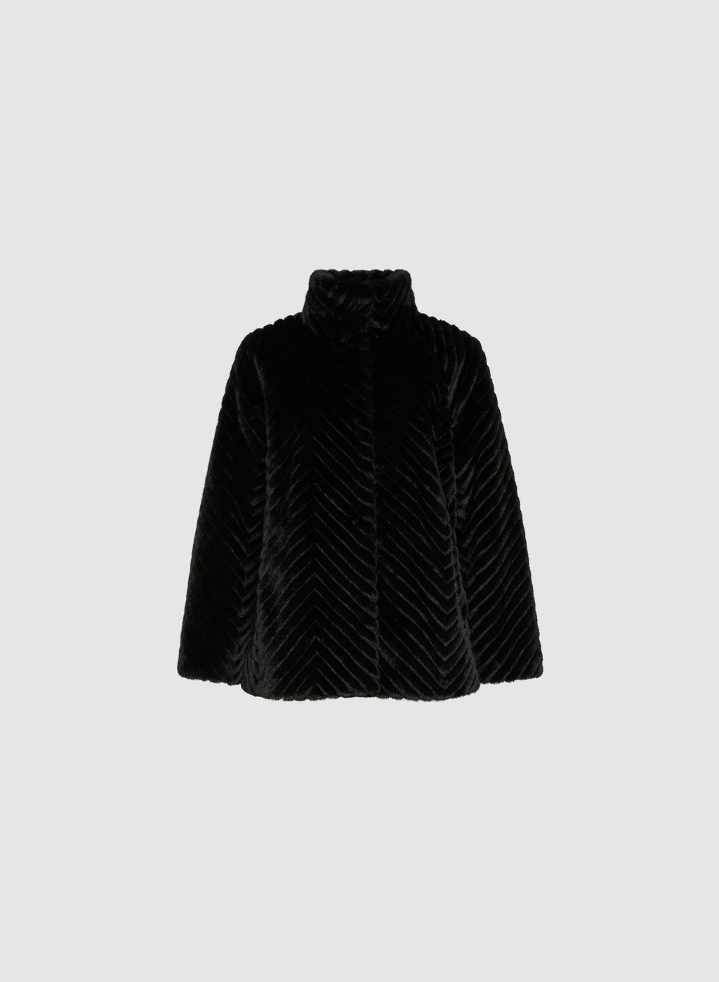 Herringbone Quilted Faux Fur Coat