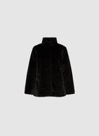 Herringbone Quilted Faux Fur Coat