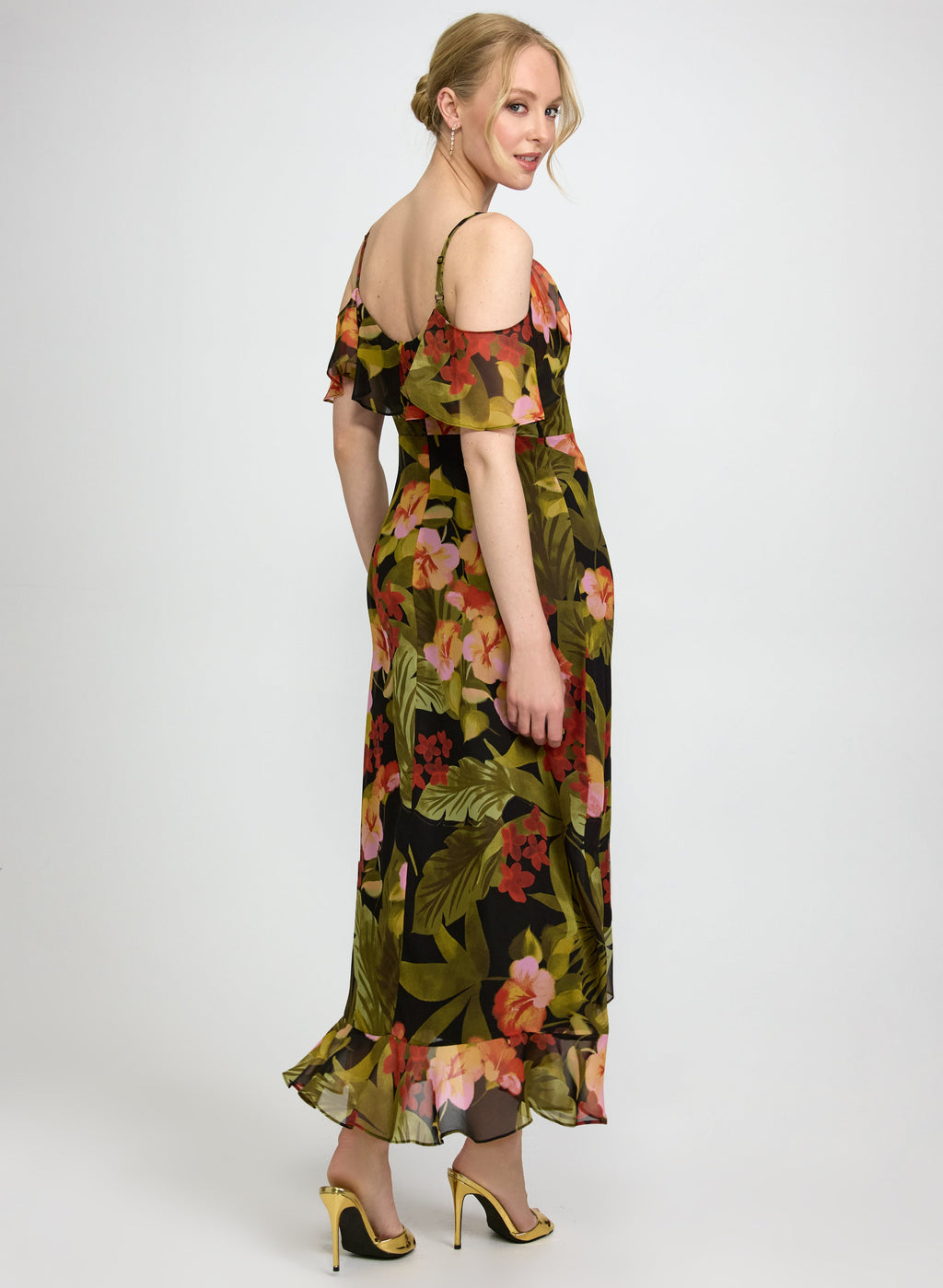 Floral Chiffon Midi Dress