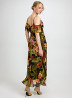 Floral Chiffon Midi Dress